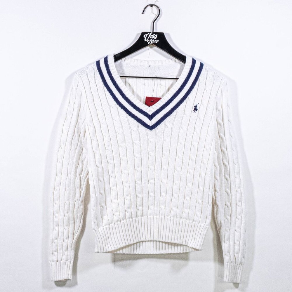 Polo by Ralph Lauren White V-Neck Sweater